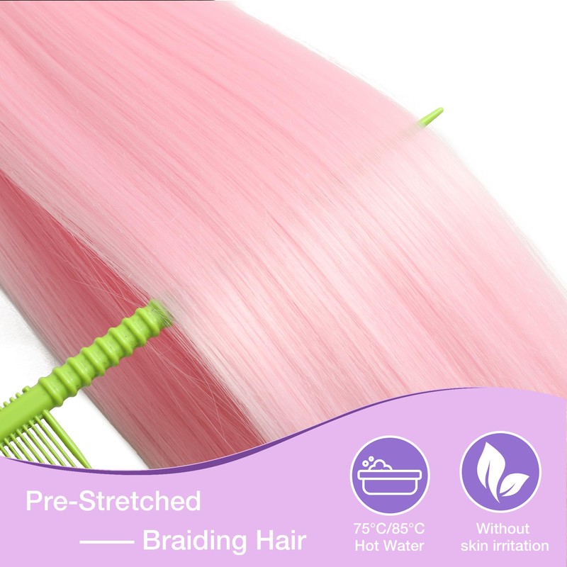 Pink Braiding Hair Pre Stretched 26 Inch 3 Packs
