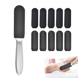 1PCS Stainless Steel Pedicure Foot File Double-Sided Disposable Foot Files with 10 Free Refill Grits Replacement Pads Stainless Steel Foot File Pedicure Tool for Smooth Feet at Home