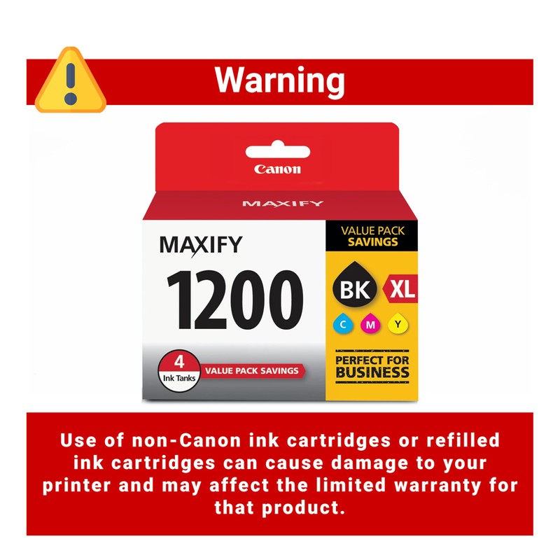 Canon PGI-1200 XL Genuine Four Color Value Pack, Compatible with