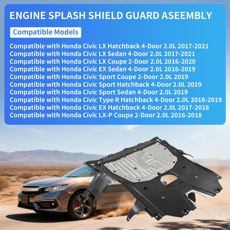 JISKAIAI Engine Splash Guard Under Car Shield Cover Board,Lower Engine