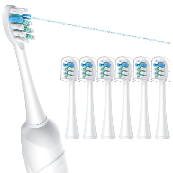 FitMount Toothbrush Replacement Heads Compatible with WaterPik Sonic Fusion 2.0, 6 Pack, FitMount Flossing Brush Head Fit for Water-Pic SF-01 SF-02 and 2.0 SF-03 SF-04