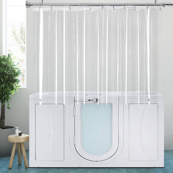 YISURE Short Shower Curtain Liner 48 Inch Length, Clear Peva Vinyl Waterproof Walk in Tub Shower Curtain Sets with 3 Heavy Magnets 70x48''