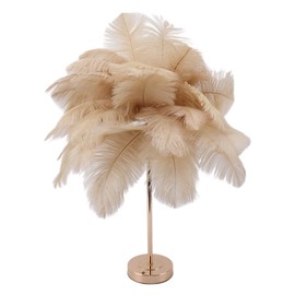 Yunir , 30PCS Feathers USB Rechargeable Decorative Beside, 21.7 inches High, with 3 Color Dimmable Lighting, for Bedroom Living Rooms Wedding Parties (Light Tan)
