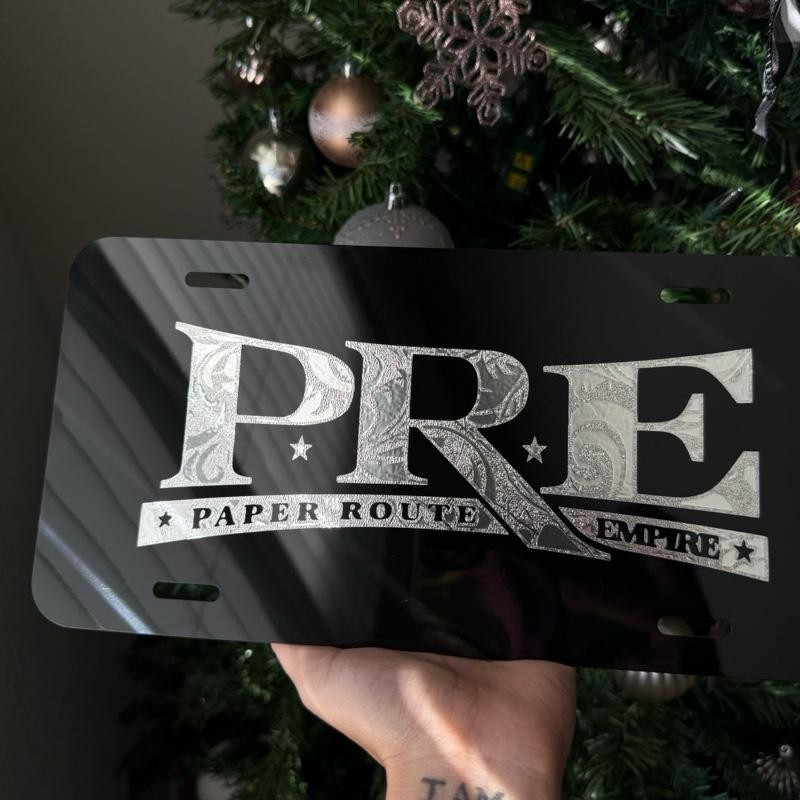 PRE Chrome Engraved License Plate - Colour: White