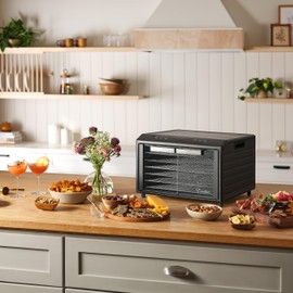 Excalibur Electric Food Dehydrator Select Series 6-Tray with Adjustable Temperature Control Includes Chrome Plated Drying Trays Stainless Steel Construction and Glass French Doors, 700-Watts, Black