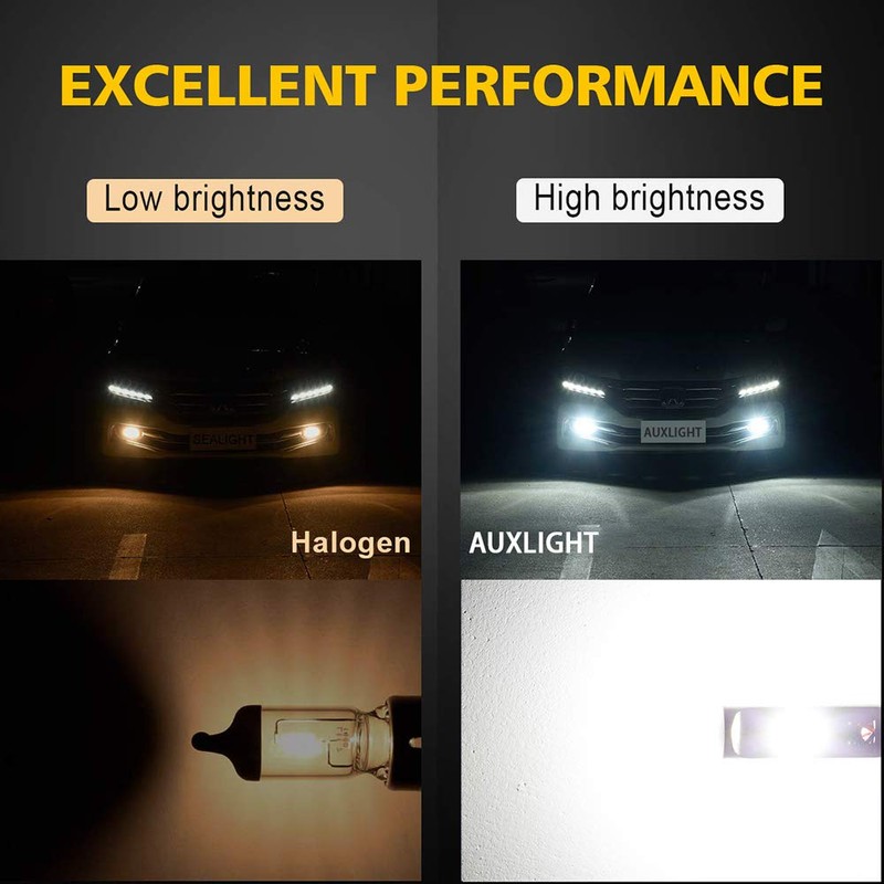 AUXLIGHT H3 LED Fog Light Bulbs 6000K Xenon White, Super