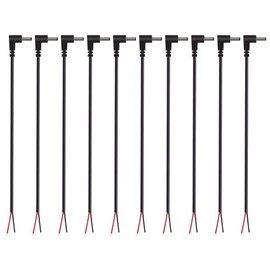 Nagoyuki (10 Pack) Replacement 3.5mm x 1.35mm 90 Degree Right Angle DC Power Male Plug Jack to Bare Wire Open End Pigtail Power