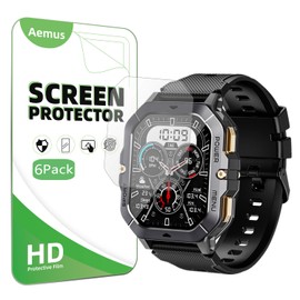 Aemus Screen Protector Compatible for DEKELIFE Military Smart Watch 2.02" (6 Pack) C28 / BT101 Smart Watch HD PET Film, Compatible for OUKITEL Fitness Watch