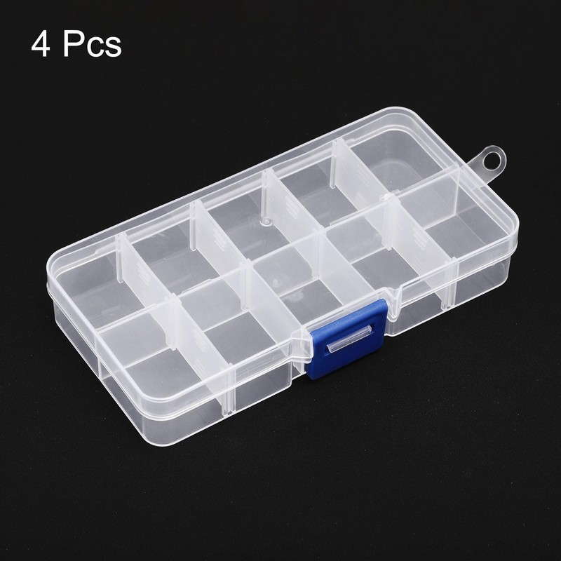 HARFINGTON 4pcs Component Storage Box 10 Grids PP Electronic Organizer