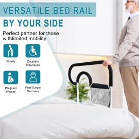 greencycle 330lbs Bed Assist Rail Handle Bar Adjustable Thick Tube Tool Free Anti Slip Grip