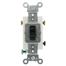 Leviton CS320-2E 20-Amp, 120/277-Volt, Toggle 3-Way AC Quiet Switch, Commercial Grade, Grounding, Black