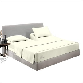 SGI bedding 32" King Split Top Flex Head Sheet 100% Egyptian Cotton Sheet Set - 600 Thread Count Flex Top Sheet Adjustable Bed - 4 Piece Sheet Set 18" Deep Pocket Sleep Number Bed - Ivory Solid