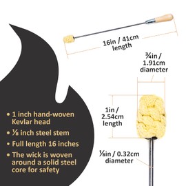 Handled Fire Eating Torch – 1 Inch Woven Kevlar MoonBlaze Head – 16 Inches Long – Sold Individually – Fire Breathing, Spitting, Flow, Circus, Dance Prop – For Festivals & Performances – By FIRE MECCA