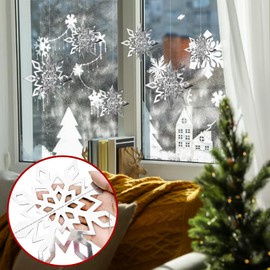 Meetcolor Snowflake Charistmas Ornaments Indoor, 3D Winter Hanging Snowflake from Ceiling, 12PCS Silver Paper Glitter Christmas Tree Decorations for Party Wonderland Home Xmas Holiday Door Accessories