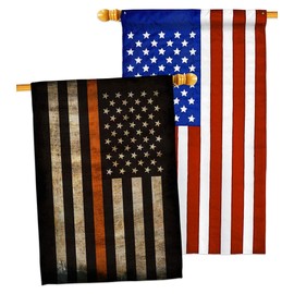 Angeleno Heritage Thin Orange Line House Flag Pack Armed Forces EMT Paramedic EMS Nurse Emergency Medical Technician Supoort Applique Decoration Banner Small Garden Yard Gift Double-Sided, Made In USA