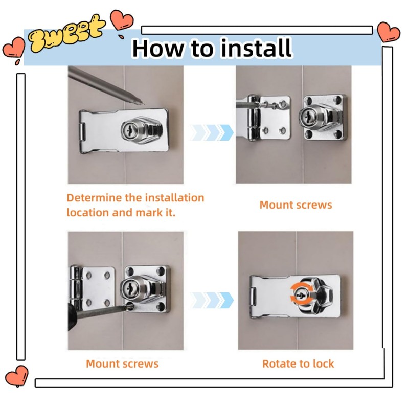 3Pcs Keyed Hasp Locks 2.5 Inch Twist Knob Keyed Locking