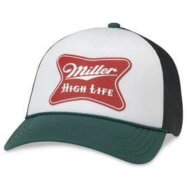AMERICAN NEEDLE Miller High Life Foamy Valin Adjustable Snapback Baseball Hat, Dark Green/White (22008A-MHL-DGWH)
