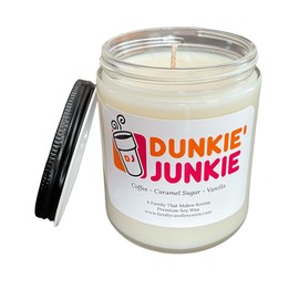 Highly Scented Dunkie Junkie Candle - Pet Friendly - All Natural - Hand Poured. (8 oz)