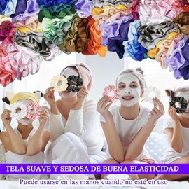 40 pzs de Círculos de Cabello Satinado,Bandas de Pelo de Satén para Mujeres,Diadema Elástica Grande para Niñas,Banda de Pelo de Cola de Caballo,Colore