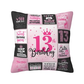 13th Birthday Gifts for Girls, Birthday Gifts for 13 Year Old Girl, 13 Year Old Girl Birthday Gift Ideas, 13 Yr Old Girl Presents, 13th Birthday Decorations for Girls Throw Pillow Covers 18x18 Inch