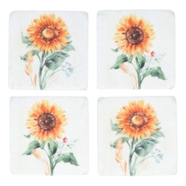 Gisela Graham Floral Design Coasters, Set of 4 (Yellow)