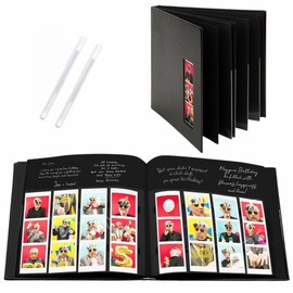PBF (5 Pack) Photo Booth Album, Guest Book with 2x6 Clear Picture Inserts, Black Cover with Plastic Sleeves & Black Pages, Scrapbook Album for Photo Strips, Memory Book, Wedding, and Baby Showers