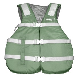 HANT GRP_HLV-445 Outdoor Life Jacket (Sage Green, UNIVERSAL (76-132), Vest Type, USCG Certification Mark, Includes Lifesaving Whistle, Unisex, Adult