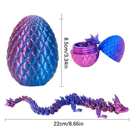 Pack of 2 Dragon Egg, 3D Printed Dragon Egg, 3D Printed Dragon 22 cm Design Movable, Mysterious Dragon Toy Realistic - Colourful, Houses Dragon Ornament for Cars, Offices, Houses
