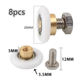 CAASFOOY 8 Pcs Shower Door Roller Replacement Rollers Shower Door Rollers Diameter 20mm Shower Door Sliding Door Wheels Runners (with Screw)