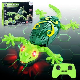 Charmofun Gecko Wall Racer, Remote Controlled Gecko on the Wall Toy, with Luminous LED Eyes, Realistic Movements, Interactive Robot Toy Gift for Boys Girls from 3 Years