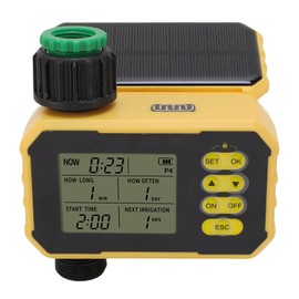 Sprinkler Timer, Smart Water Timer with Adjustable Solar Panel, Type C Programmable Irrigation Hose Timer with Rain Sensor, Single Way Valve Automatic Irrigation Controller