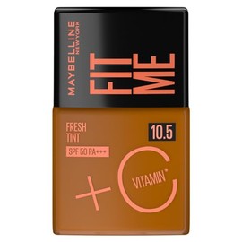 Maybelline Base de maquillaje Fit Me Fresh Tint 10.5, 30 ml, larga duracin, alta cobertura, para todo tipo de piel, frmula con Vitamina C y protector 