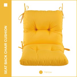 YOOZEKU Outdoor Indoor Seat Back Chair Cushions Set of 4,Waterproof Tufted Lawn Dining Chair Cushions for Patio Furniture with Ties,42x21 Inch, Yellow