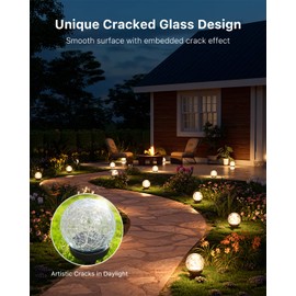 4 Pack Warm White Solar Powered Cracked Glass Globe LED Light Outdoor Decor