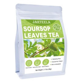Jarteela - Soursop Tea Bag, 1.5g x 60 Count - Pure Graviola Tea - Natural Soursop Leaves Herbal Tea Bags - Non-GMO - Caffeine-free Tea - Support Digestive & Healthy Skin