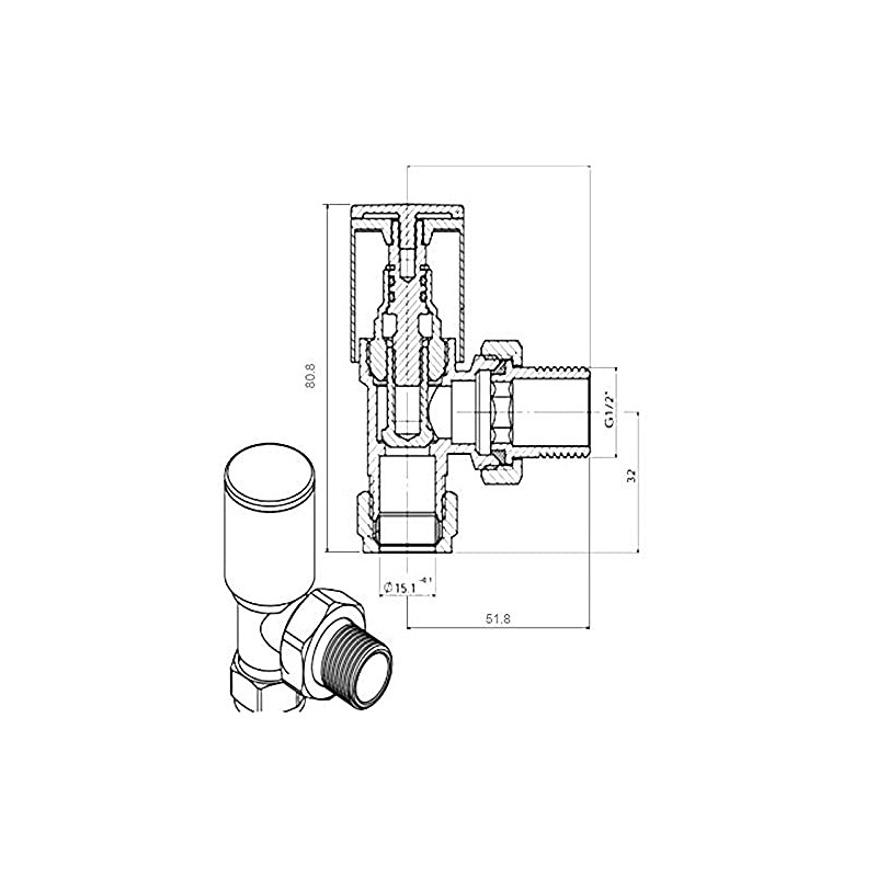 NRG Manual Valves Angled Round Head Satin Nickel Towel Rail