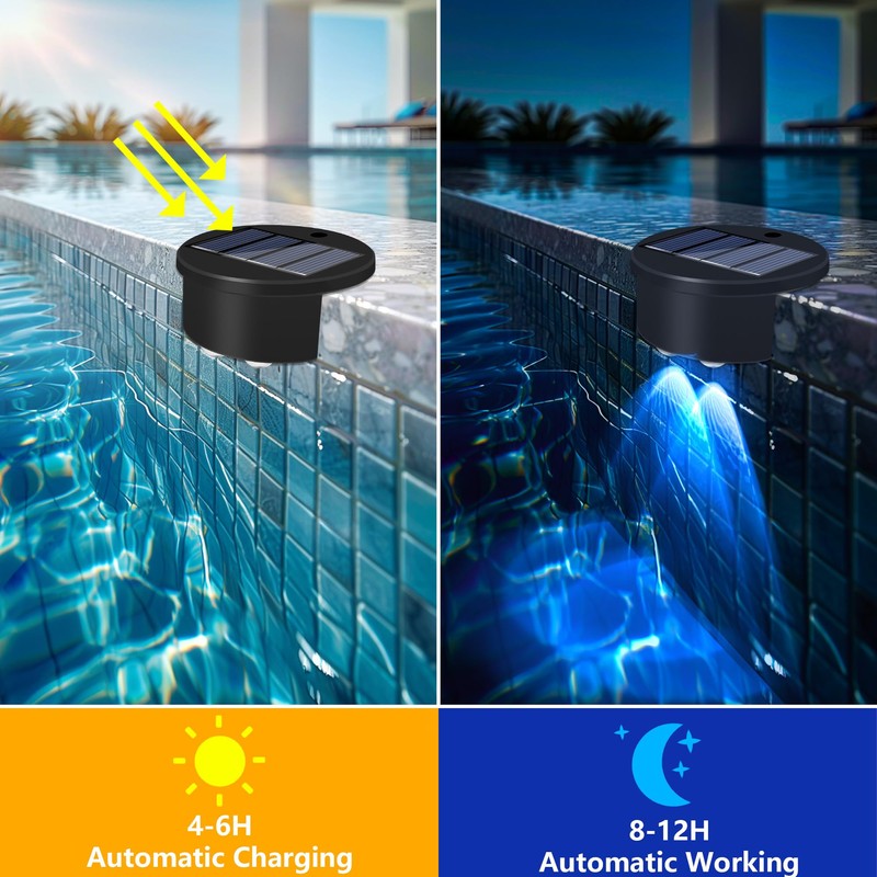rerekiki Poolside Solar Light for Inground Pool, 4 Pack Above