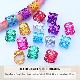 NAISKA 50 cuentas de joyería para rastas, pinzas para trenzas, anillos para mujer - Puños de metal de aluminio multicolor, accesorios para trenzar el cabello