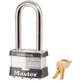Master Lock 5LJ Padlock: Lam. Steel, Keyed Different, 2" Wide 3/8" Shackle Diam