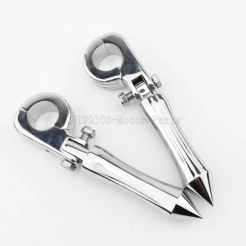 Chrome Highway Spiked Foot Pegs Clamps for Harley Touring 1