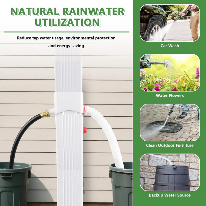 Downspout Diverter, Pathneer Rain Barrel Diverter Kit Fits for 3"x4"