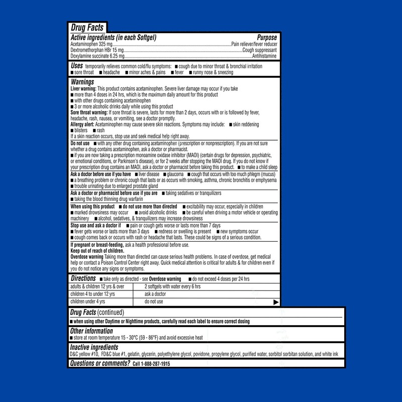 Equate NiteTime Cold & Flu Multi-Symptom Relief, 24 Count