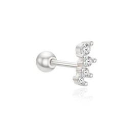 Basic Triple Stone Silver Piercing OTEP24714N White / 베이직 트리플 스톤 실버 피어싱 OTEP24714N 화이트