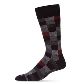 MeMoi Men's Checkerboard Plaid Rayon Dress Crew Socks Black 10-13