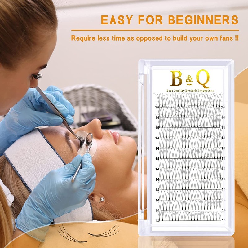 Ready-to-Use Fan Eyelash Extension 3D-0.07C-10-14MIX Eyelash Fans, Soft Eyelashes, 3D