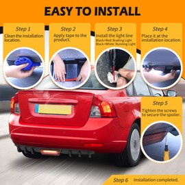 JMTBNO Rear Bumper Diffuser Lip Spoiler LED Brake Stop Light For Mazda 3 6 Sedan Axela