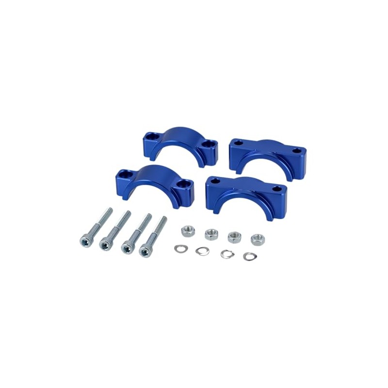 Set of CNC Mudguard Clamps with Screws, Blue Anodised for