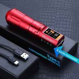 Mummy Scepter Tattoo Machine Pen with Adjustable 7 Strokes 2.4,2.7,3.0,3.3,3.6,3.9,4.2mm 1800mAh(Single Machine)