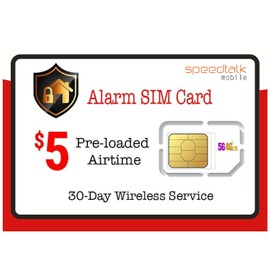 SpeedTalk Alarm SIM Card for GSM Business Office Home Burglar Anti-Theft Security System & Monitoring | 3 in 1 Simcard - Standard Micro Nano | No Contract 30 Days Wireless Service ($5 Alarm SIM Kit)