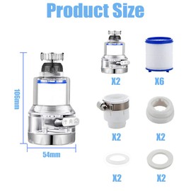 Pack of 2 Tap Filters for Drinking Water, Water Filter Tap, 3 Modes Water Filter for Tap, with 6 Pieces PP Cotton Filter Element and Universal Adapter for Sink, Kitchen, Bathroom